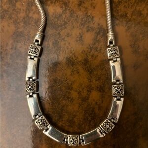 Brighton TRIBECA Necklace Silver Plated Rectangular Links Retired Adjustable